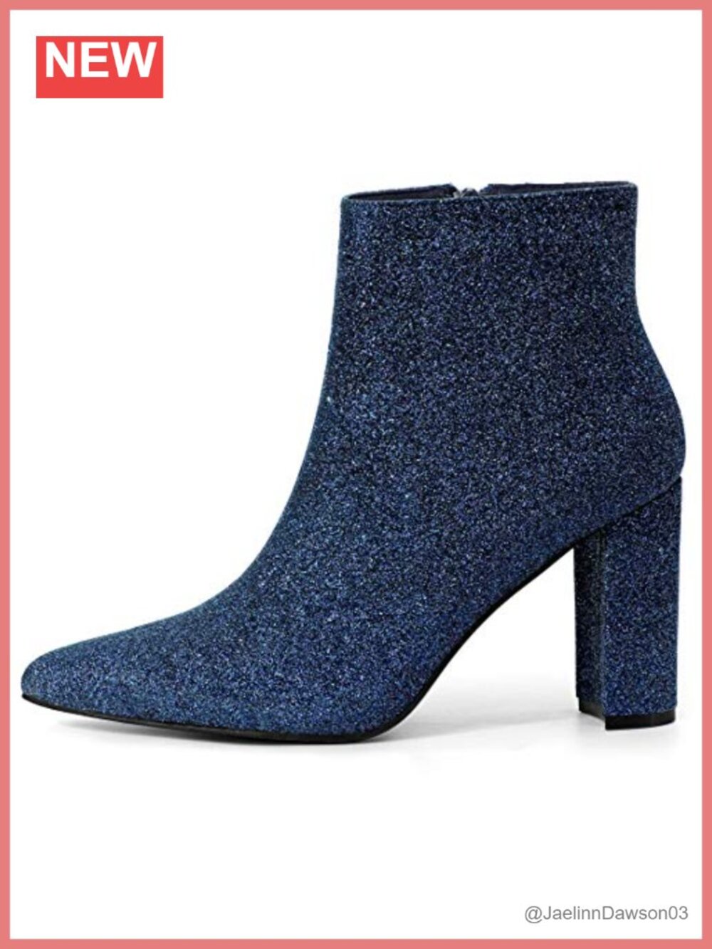 Glitter Ankle Boots Chunky High Heel Pointed Toe Dress Party Booties